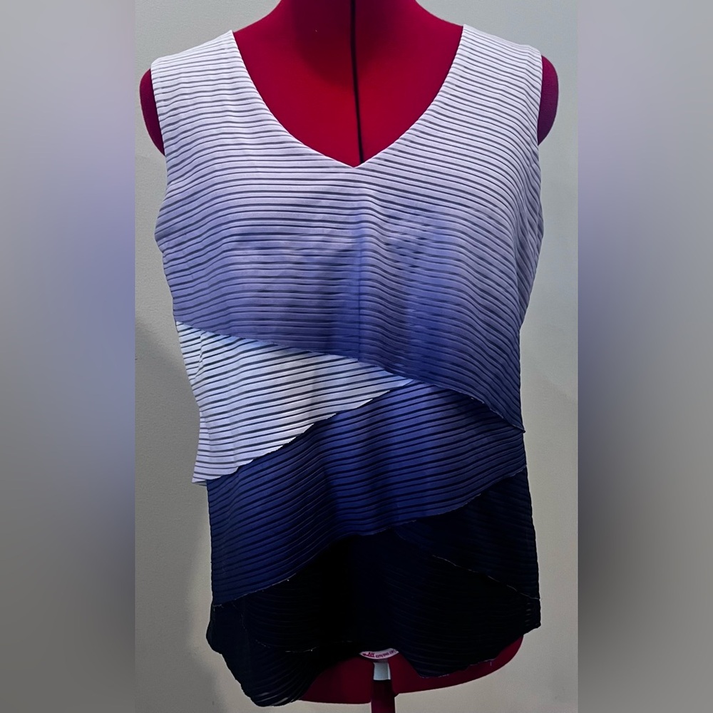 GNW Purple and White Striped Silky Layered Tank Top